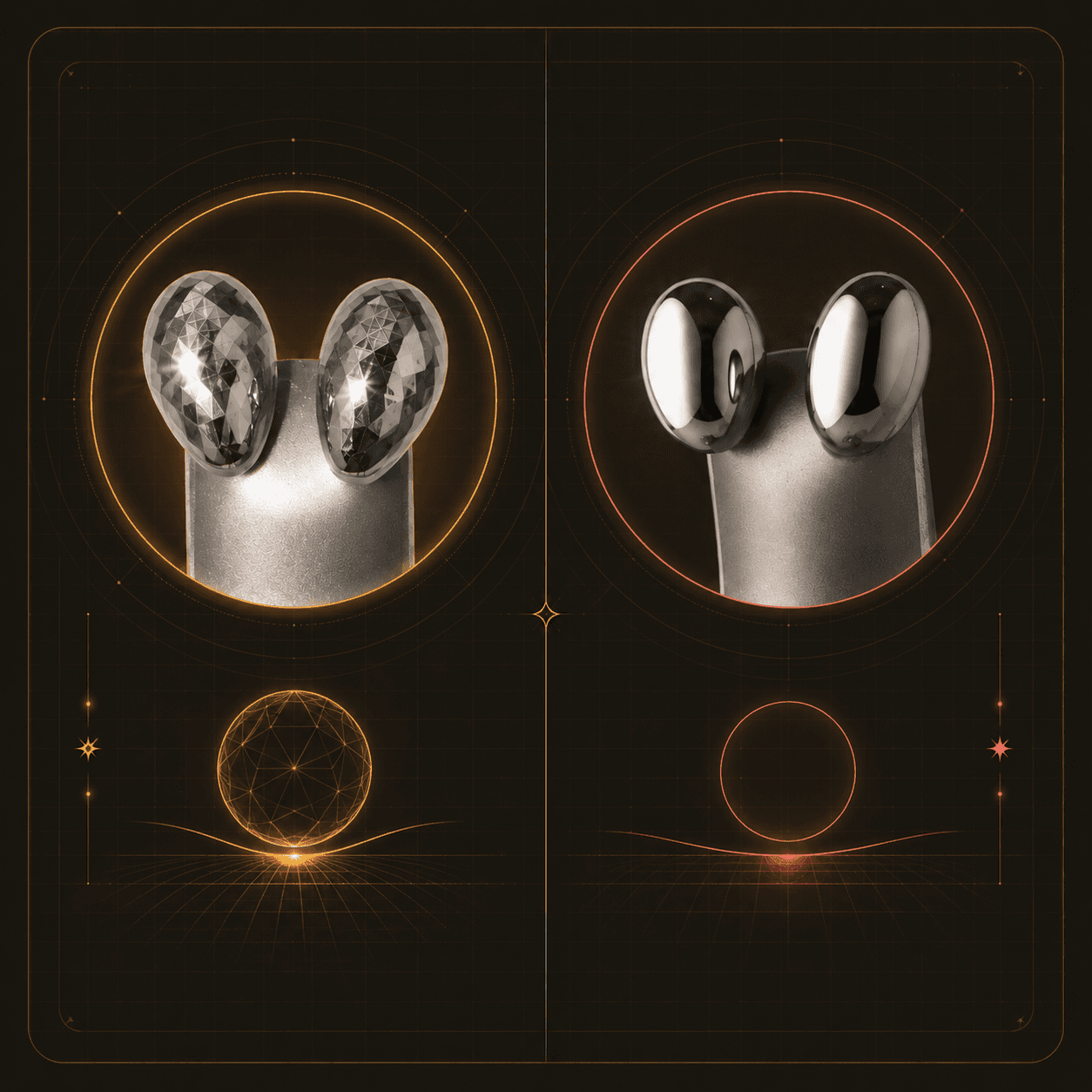 The probe changed: faceted to smooth.