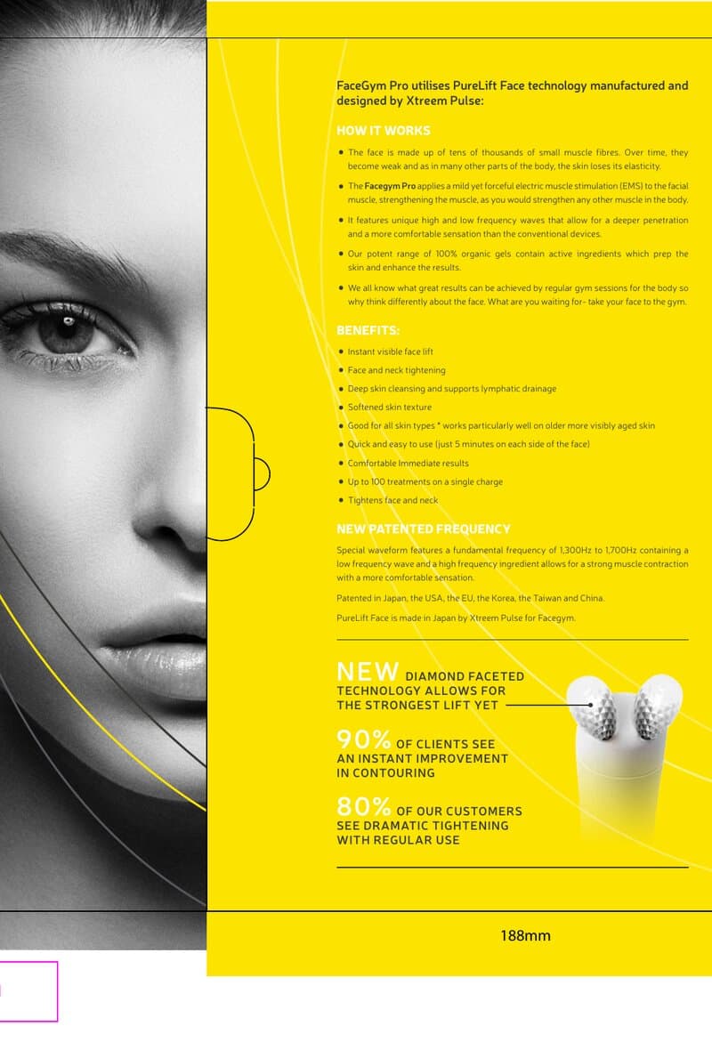 Original FaceGym Pro packaging, information panel naming the maker